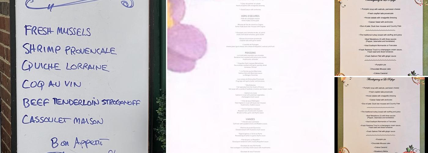 Le Refuge Menu