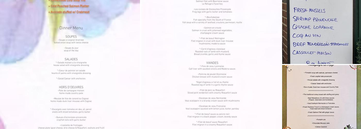 Le Refuge Menu