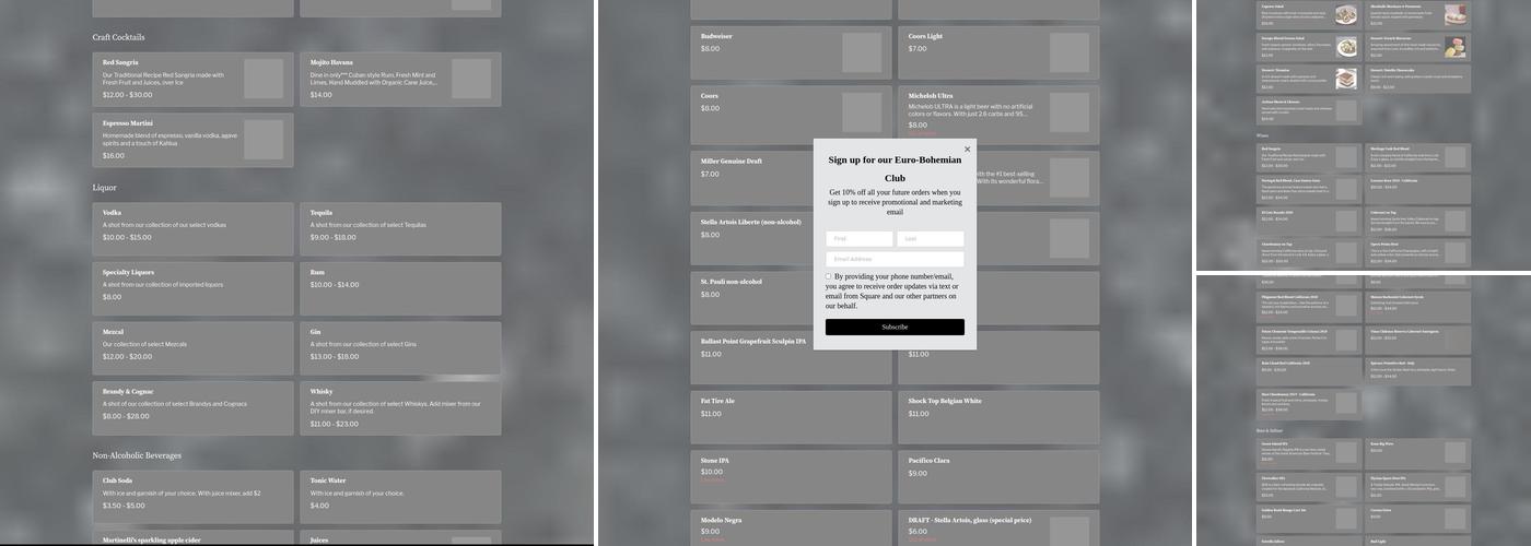 The Turquoise Café-Bar Europa Menu