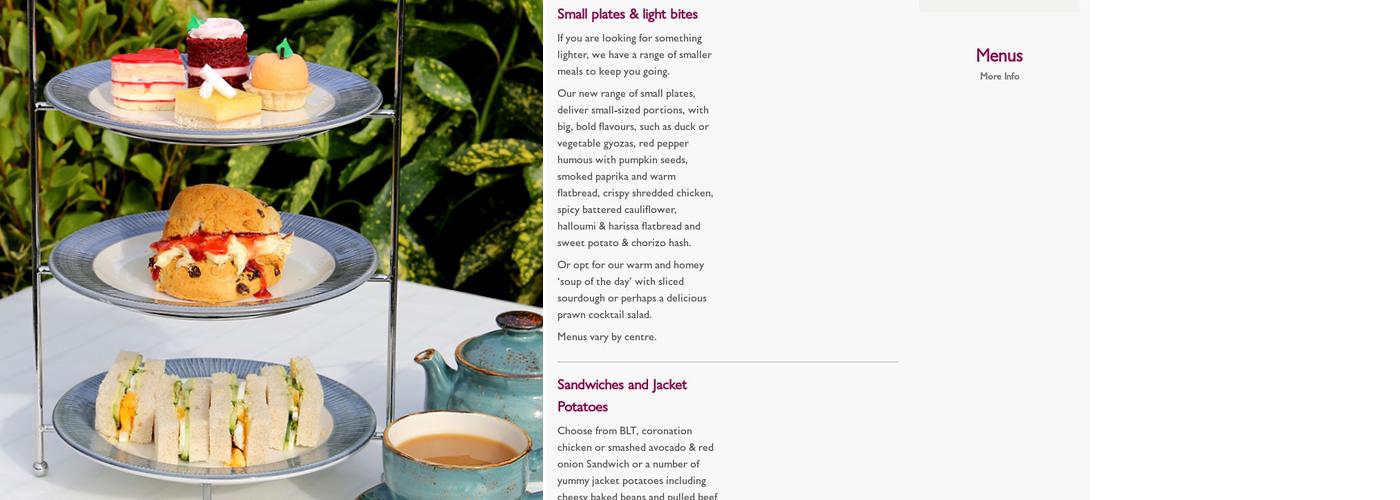 Squire's Garden Centre Menu