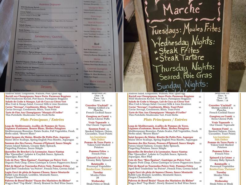 Bistro du Marché by Tapenade Menu