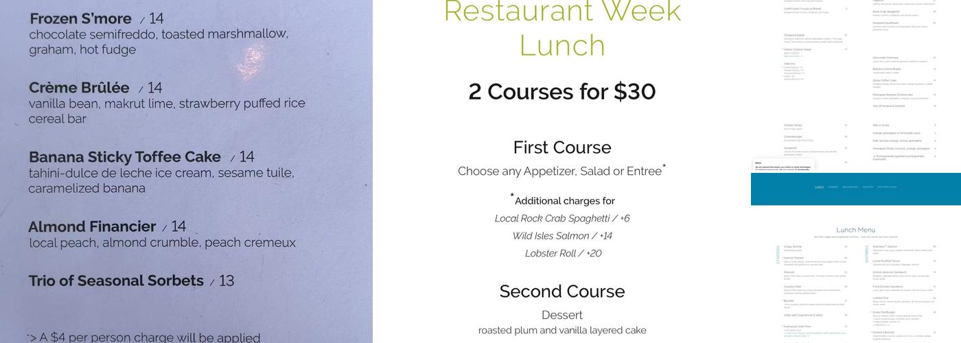 George's at the Cove Menu