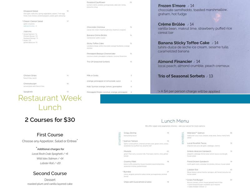 George's at the Cove Menu