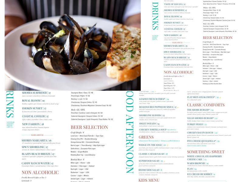 Shores Restaurant Menu