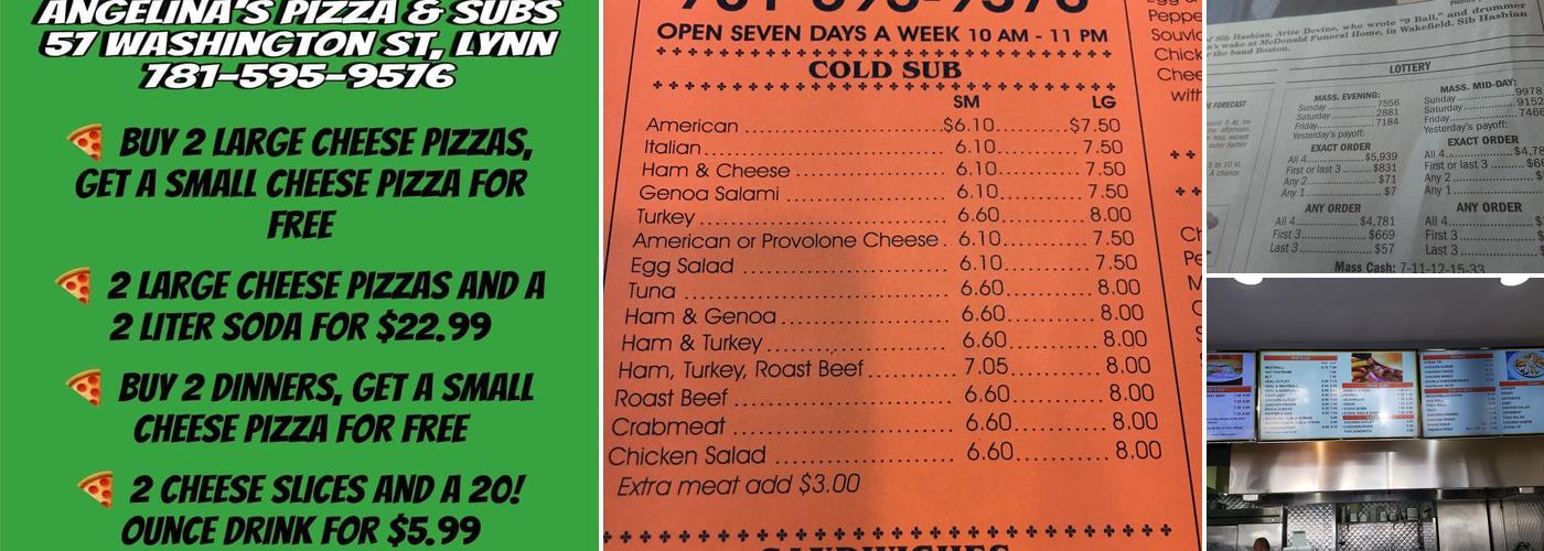 Angelina's Sub Shop Menu