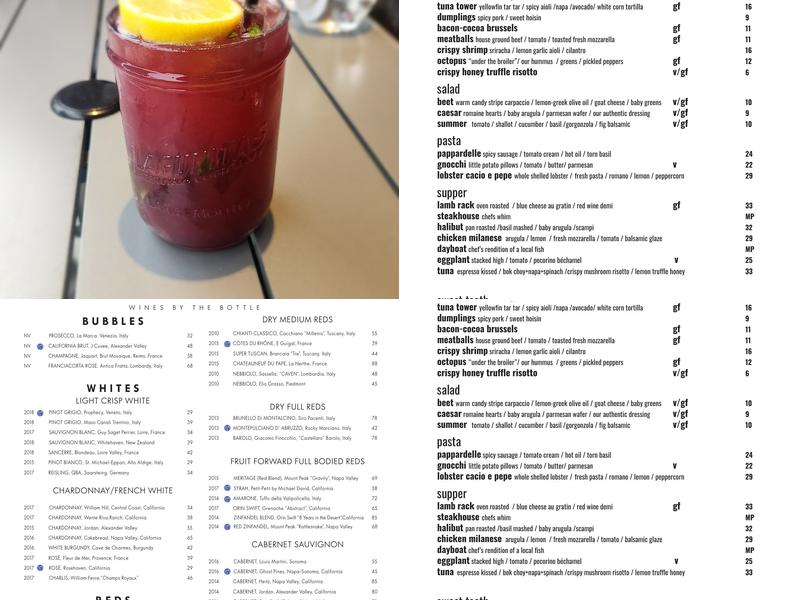 G Bar and Kitchen Menu