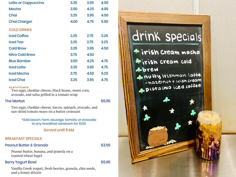 Blue Canoe Cafe Menu