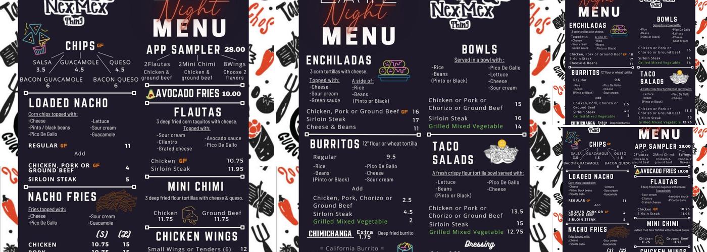 The NexMex Thing Menu