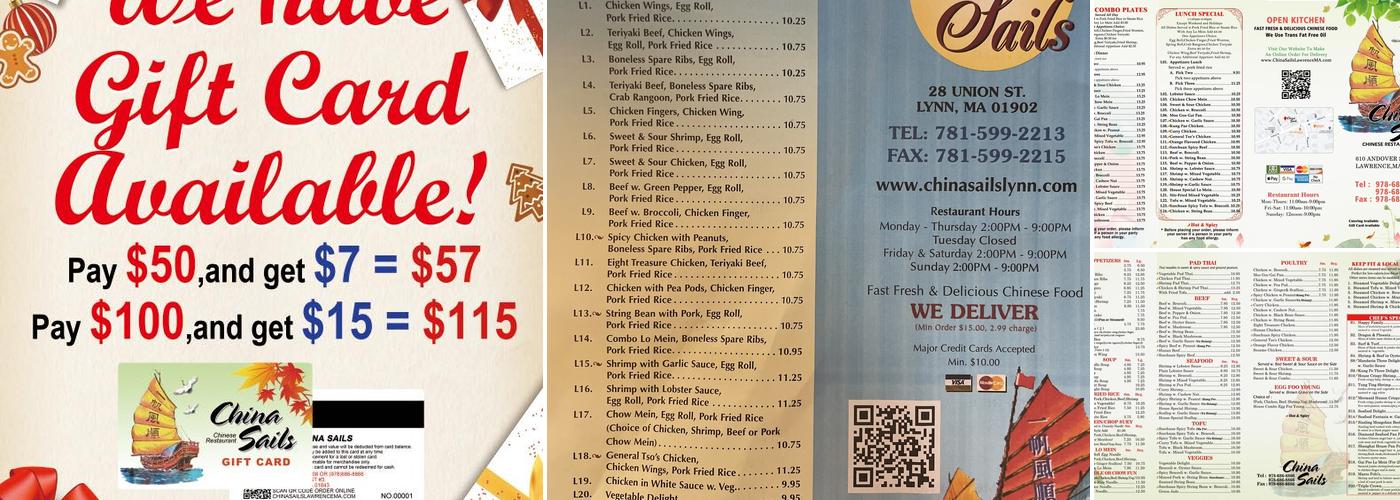 China Sails Menu