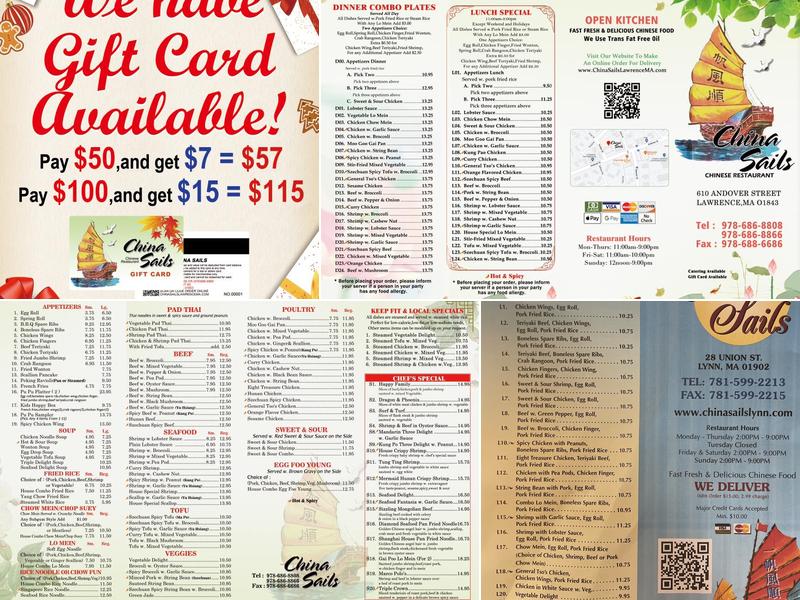 China Sails Menu