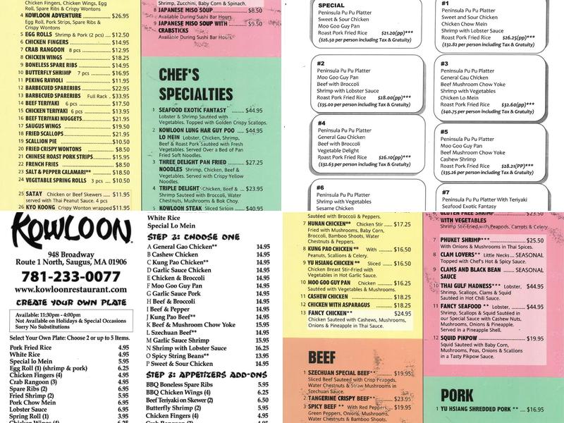 Kowloon Restaurant Menu