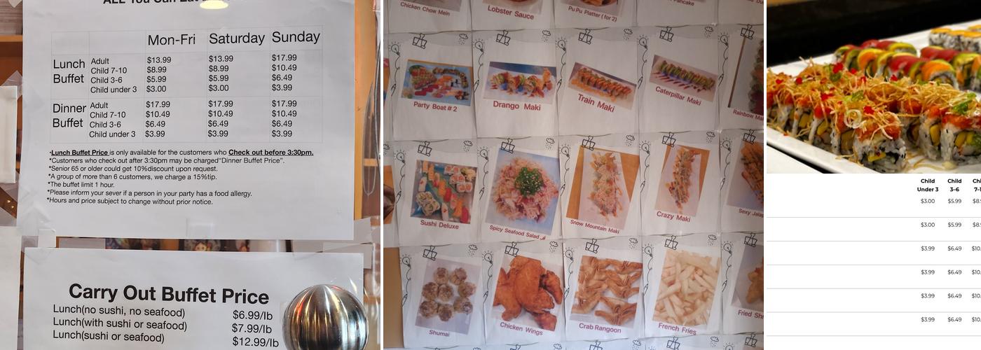 Yutaka Buffet Menu