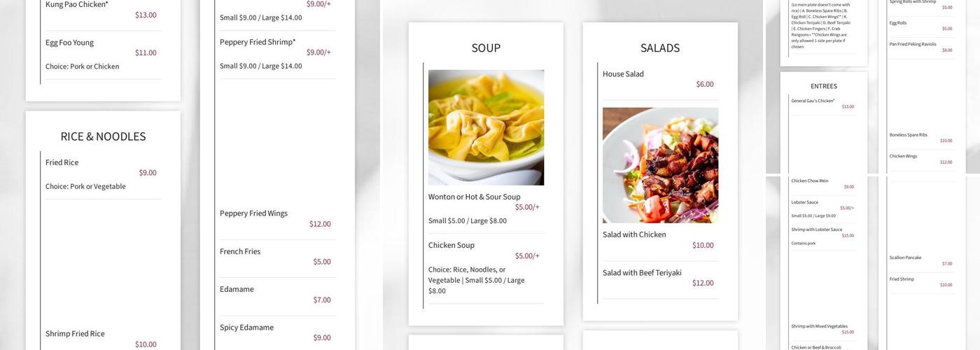 Green Tea Chinese Resturant Menu