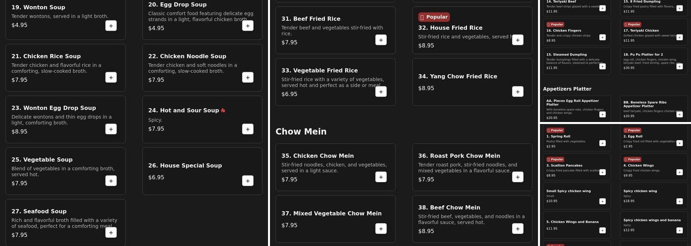 Fortune Corner Menu