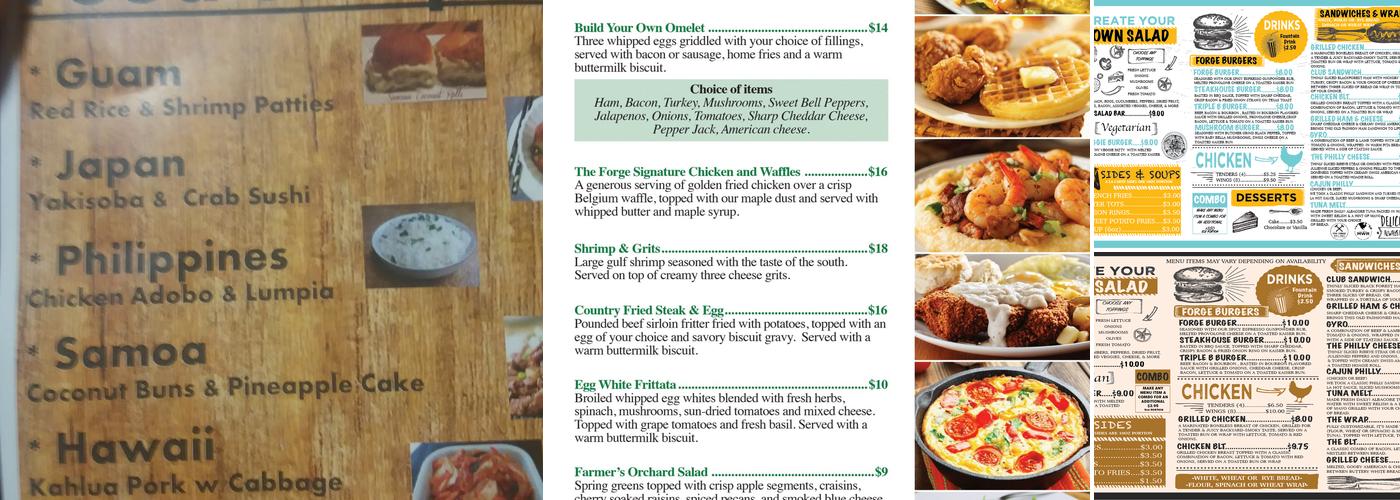 The Forge Bar and Grill Menu