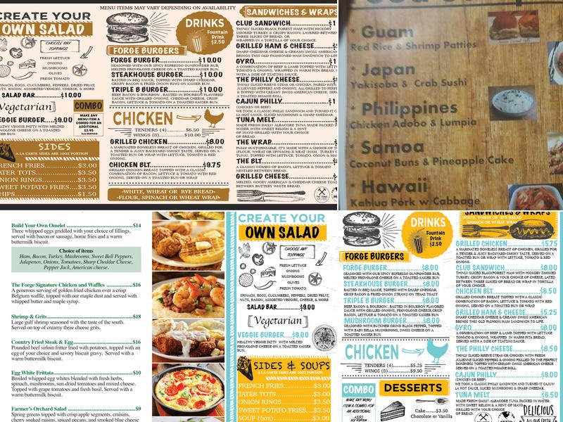 The Forge Bar and Grill Menu