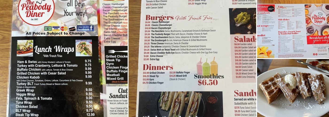 Peabody Diner Menu