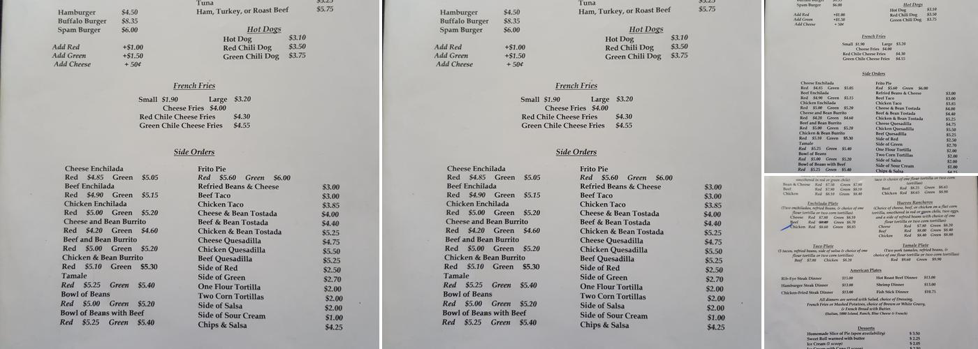 Mesa Vista Cafe Menu