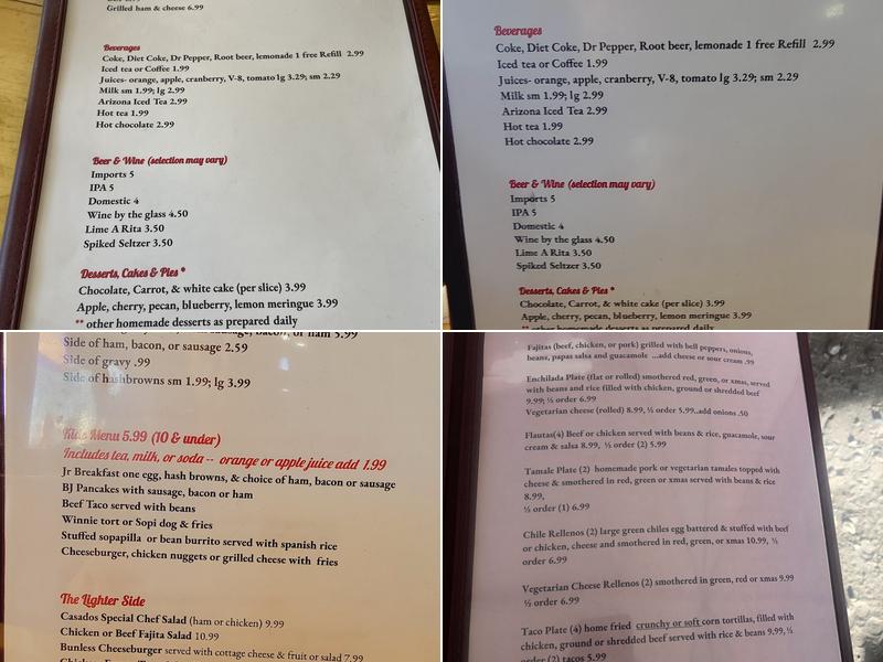 JoAnn's Ranch O Casados Restaurant Menu