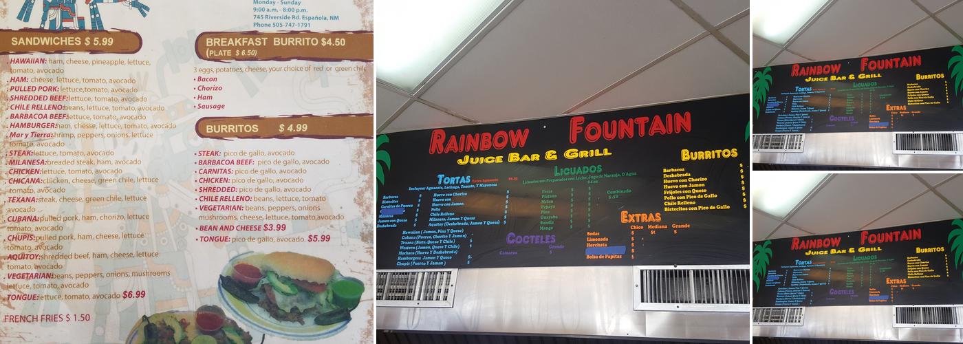 Tortas Rainbow Menu