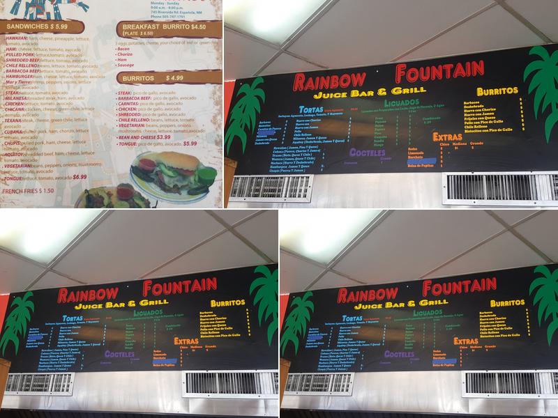 Tortas Rainbow Menu