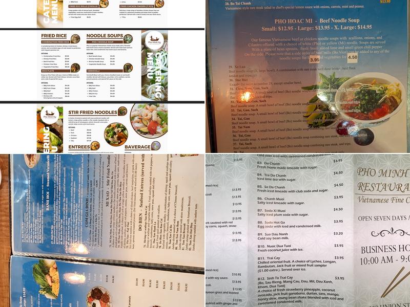 Pho Minh Ky Menu