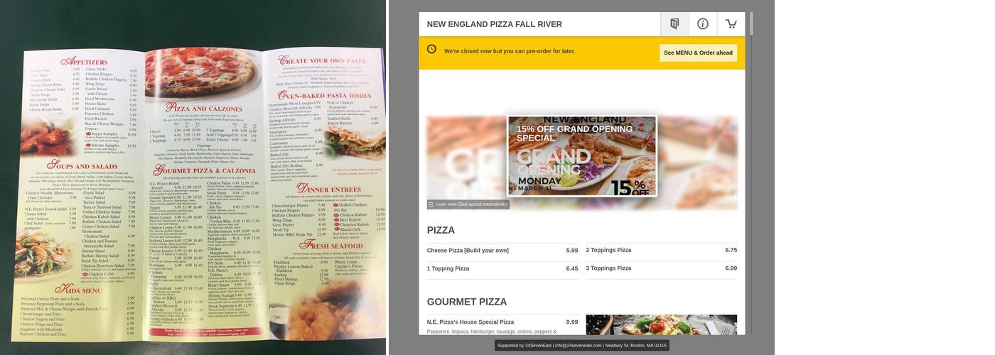 New England Pizza Menu