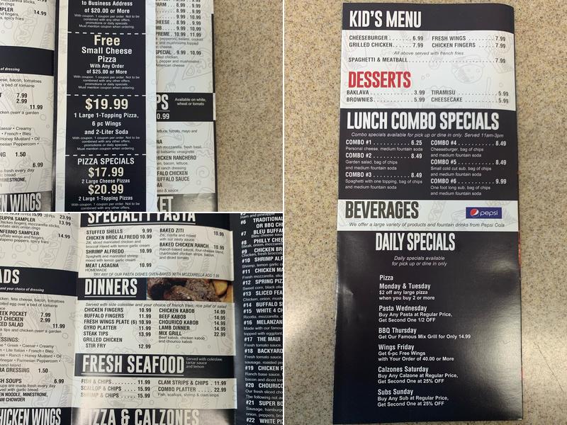 Boston Pizza & Seafood Menu