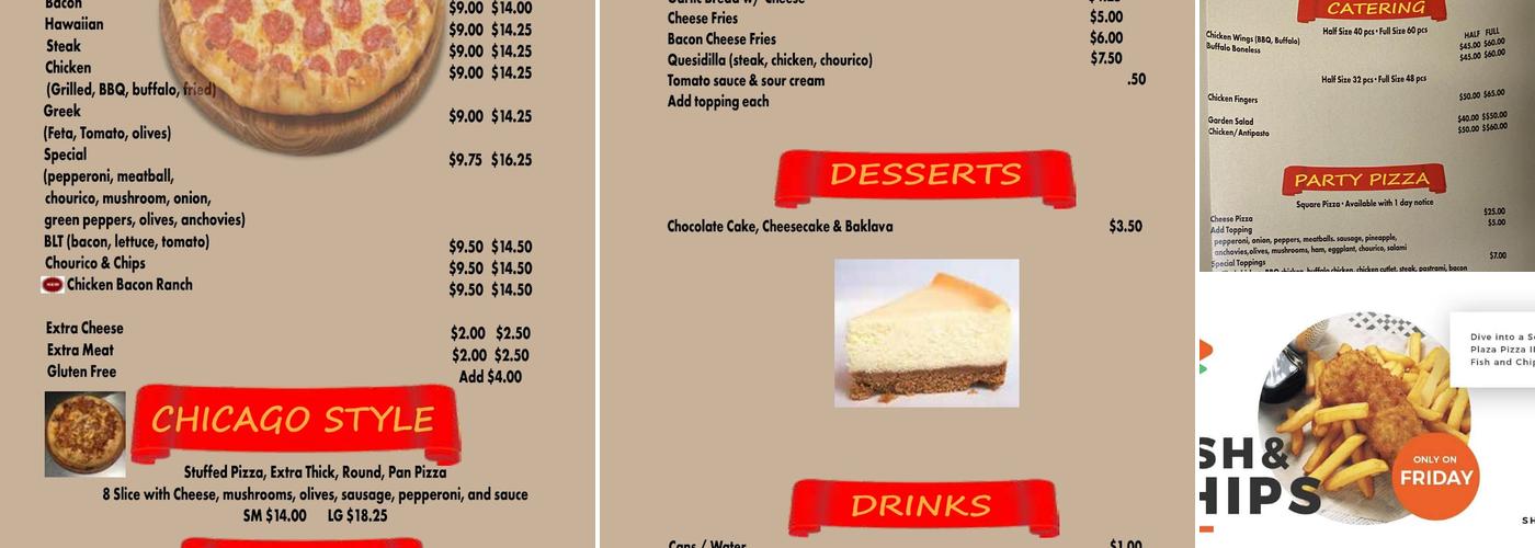 Plaza Pizza II Menu