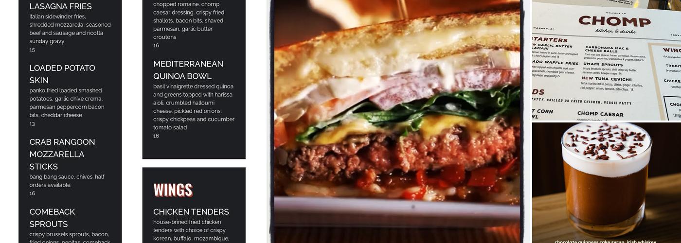 Chomp Kitchen and Drinks Menu