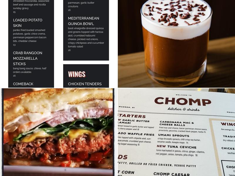 Chomp Kitchen and Drinks Menu