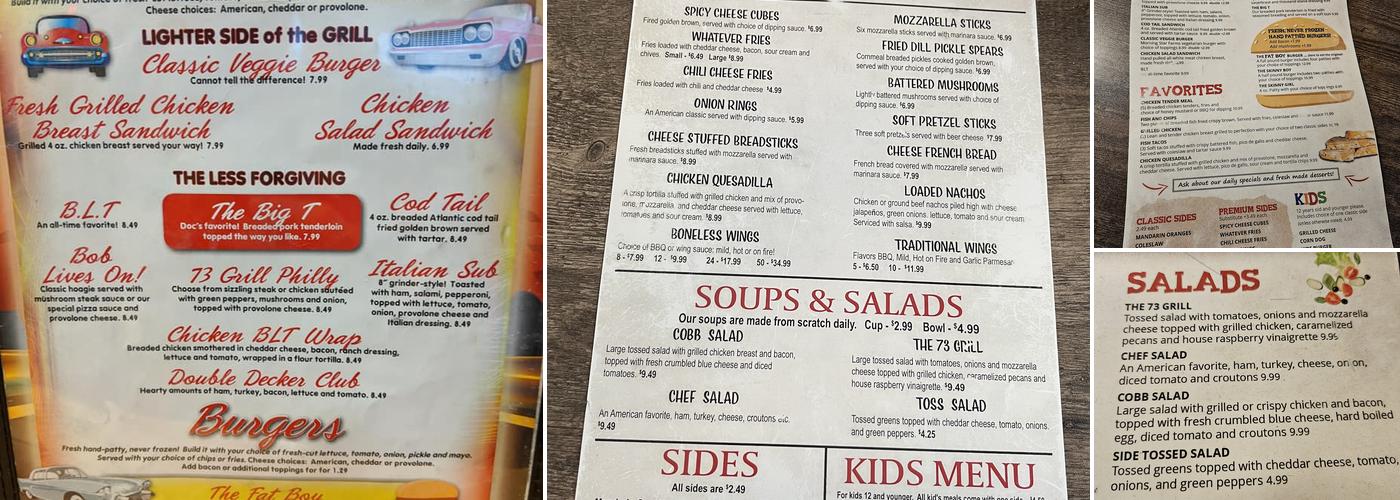 73 Grill Menu