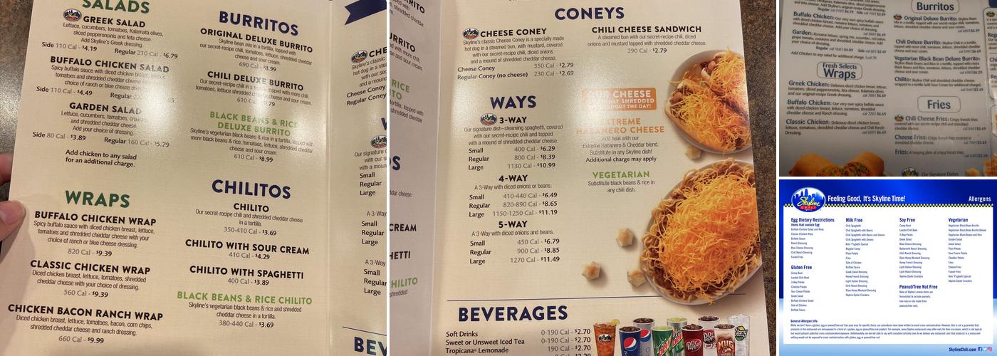Skyline Chili Menu