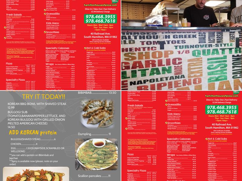 Hamilton House of Pizza Menu