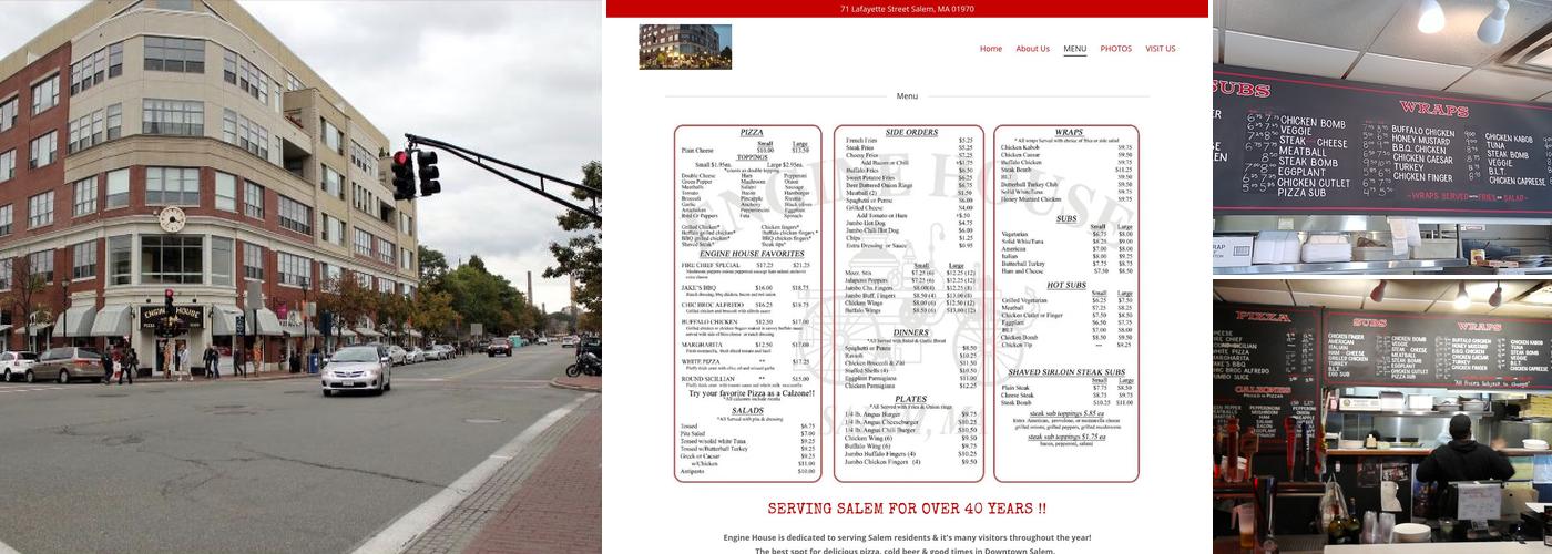 Engine House Pizza Menu
