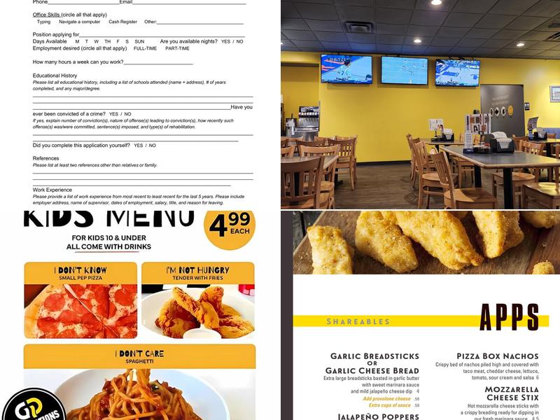 Generations Pizzeria Menu