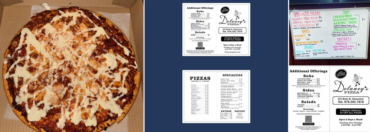 Delaney's Pizza Menu