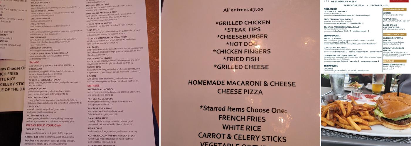 Cala's Menu