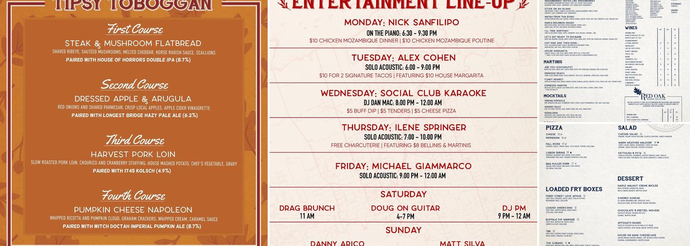 The Tipsy Toboggan Menu