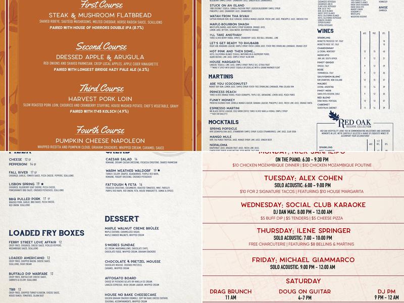 The Tipsy Toboggan Menu