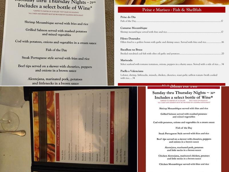 Caldeiras Restaurant Menu