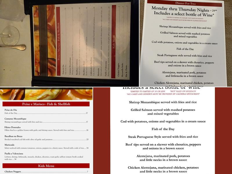 Caldeiras Restaurant Menu