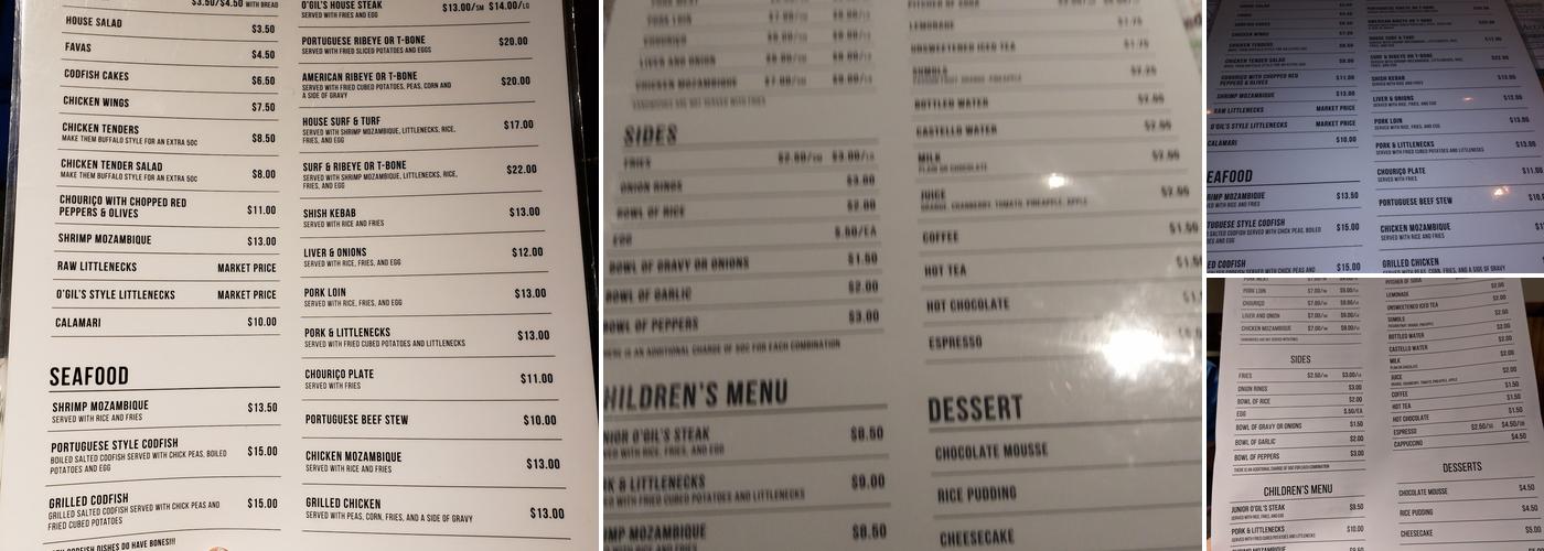 O Gil’s Restaurant and Bar Menu