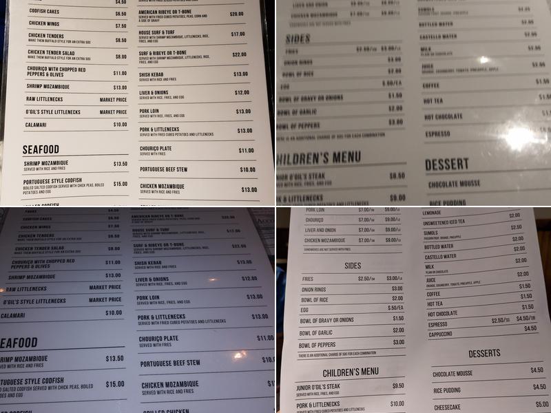 O Gil’s Restaurant and Bar Menu