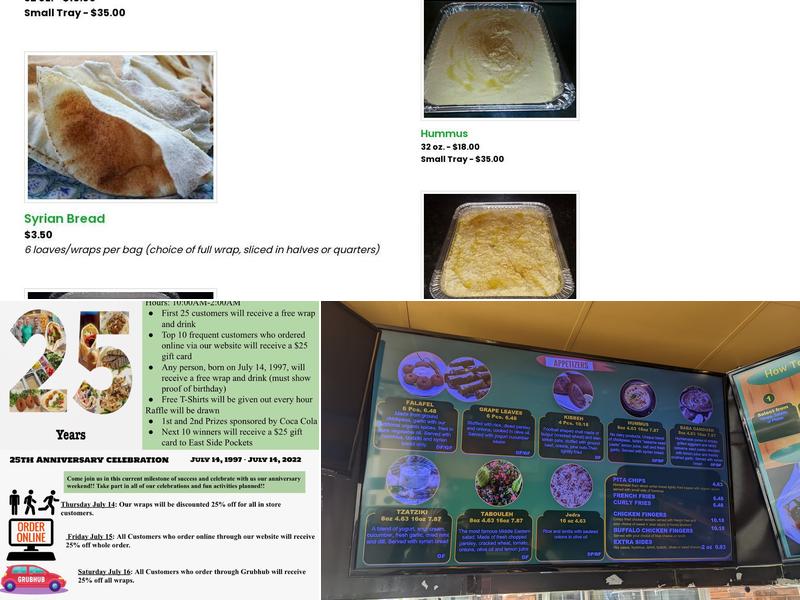 East Side Pockets Menu