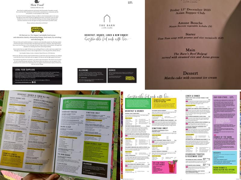 The Barn Little London Menu