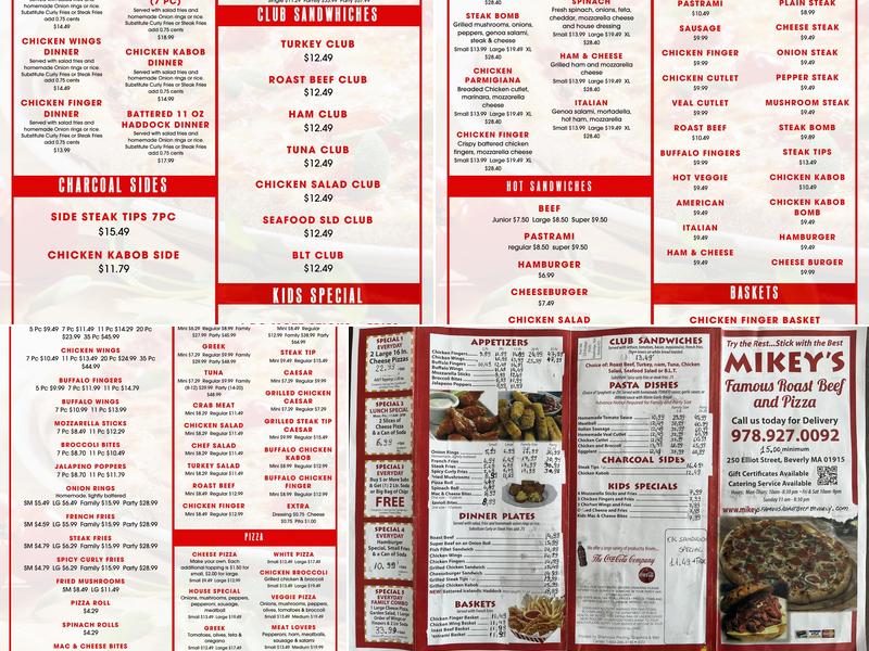 Mikey's Famous Roastbeef And Pizza Beverly Menu