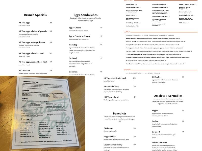 Bristol Sunset Cafe Menu