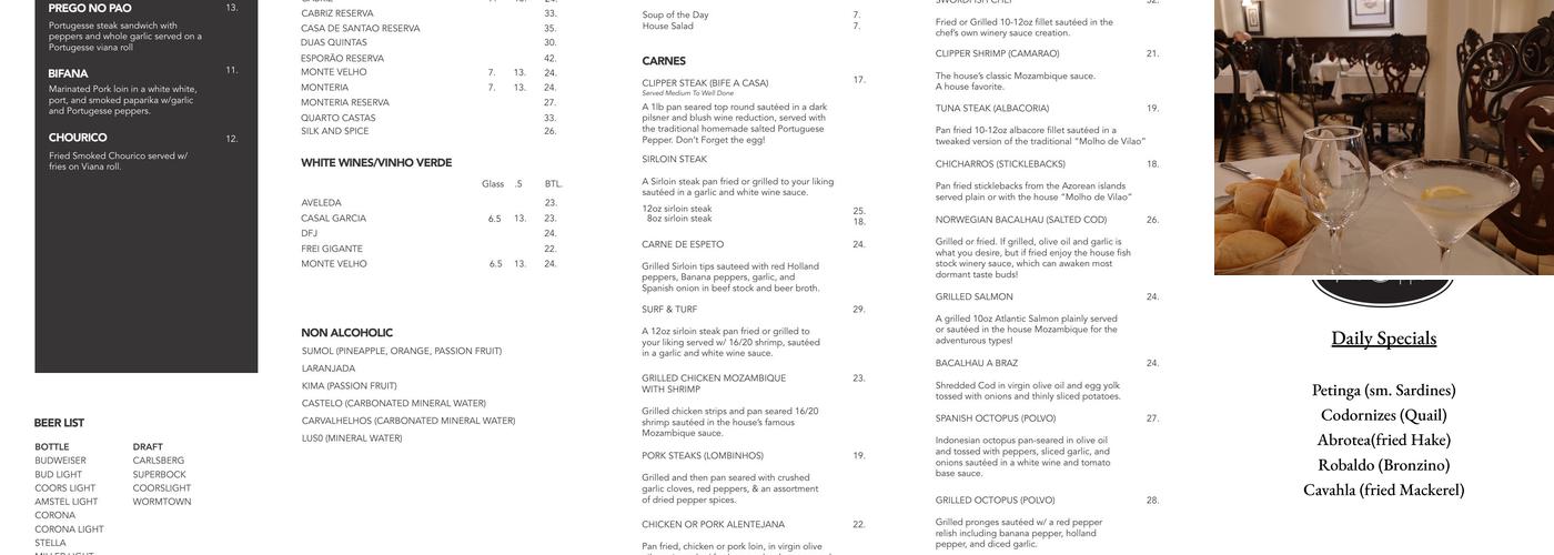 Clipper Restaurant Menu
