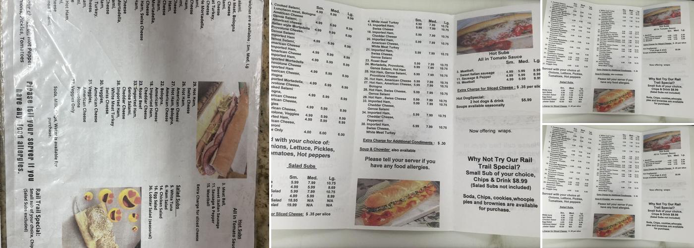 Lena's Sub Shop Menu